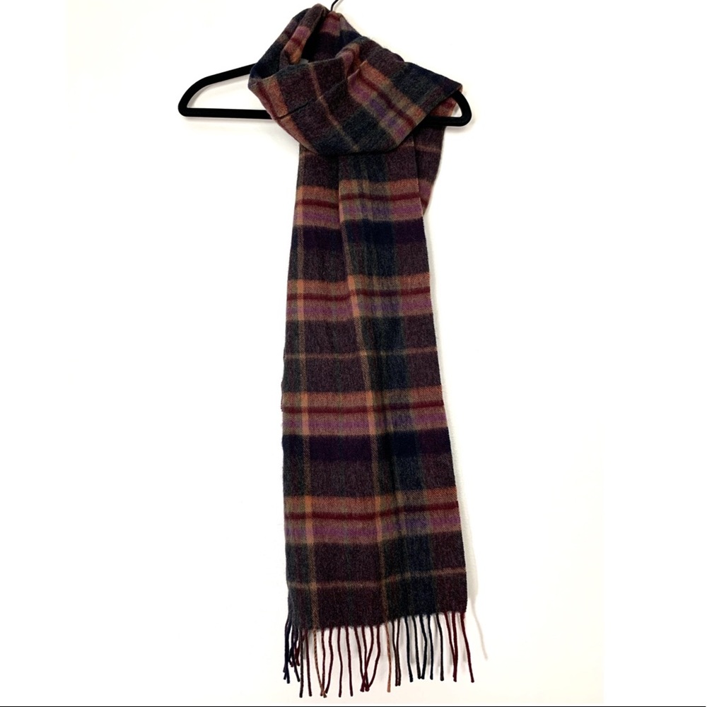 Suantrai Of Ireland Plaid Wool Fringe Scarf